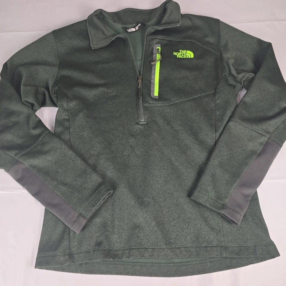 The North Face 1/2 Zip Fleece Pullover Mens Large Green Jacket EUC Long Sleeve S